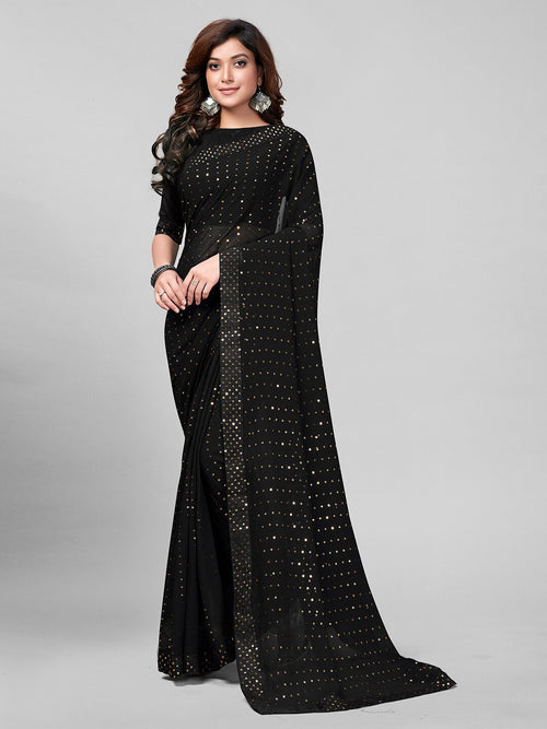 Black Designer Sequin Saree