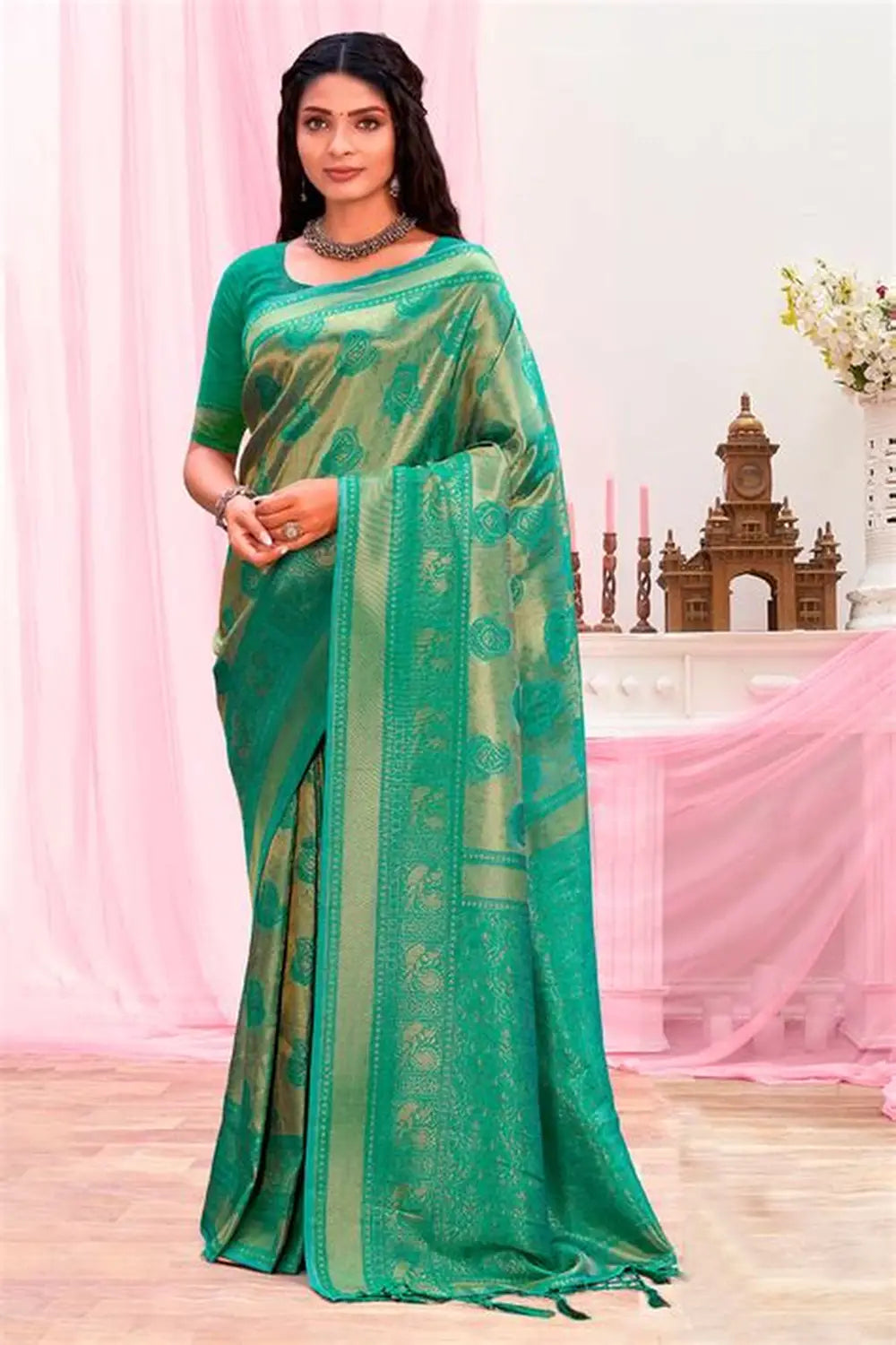 Emerald Silk Zari Saree