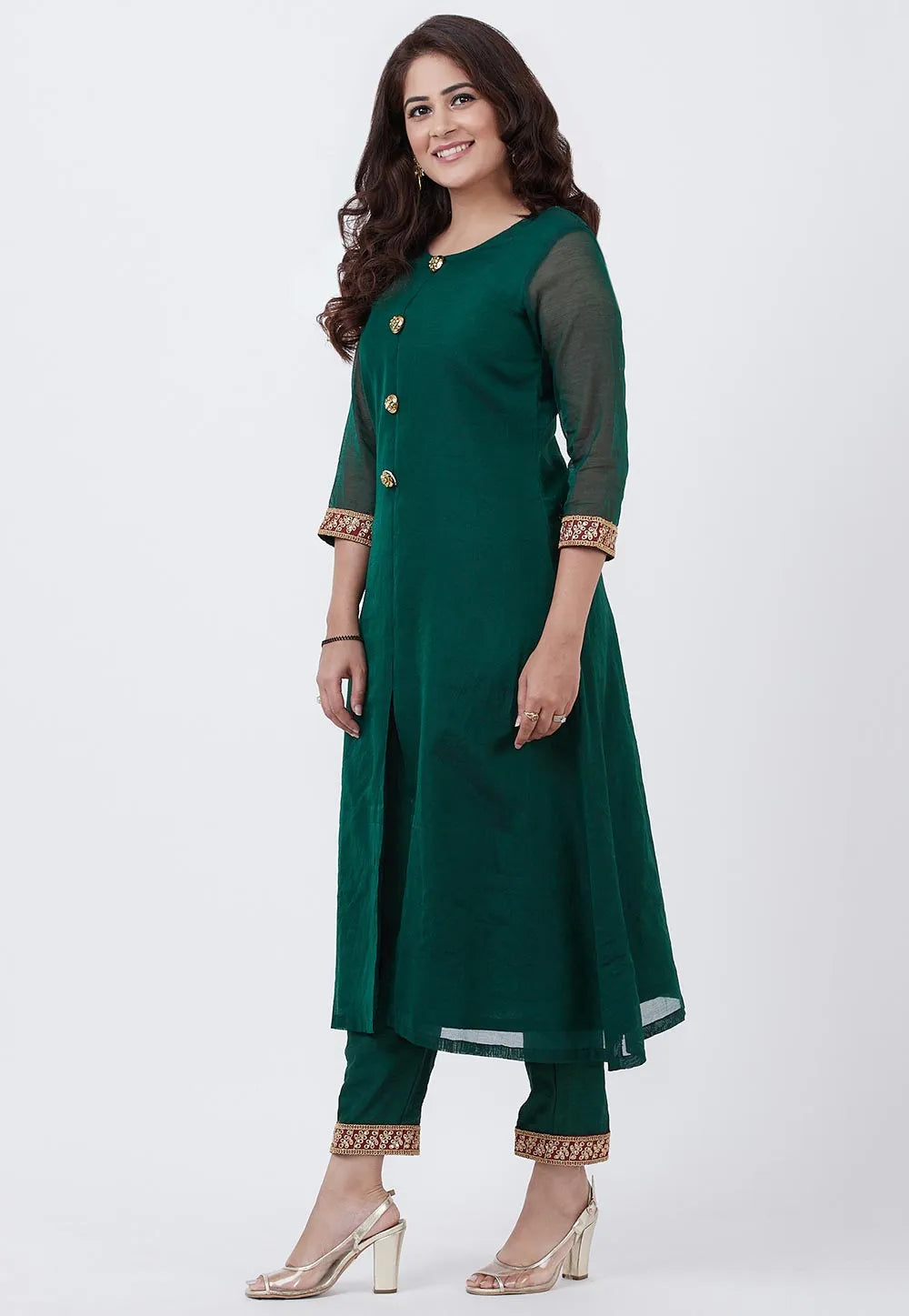 Green A-line Kurta
