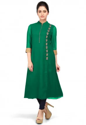 Green A-line Kurta