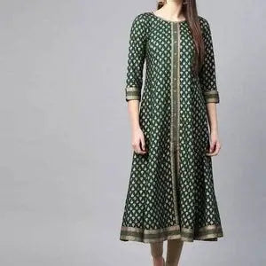 Green A-line Kurta