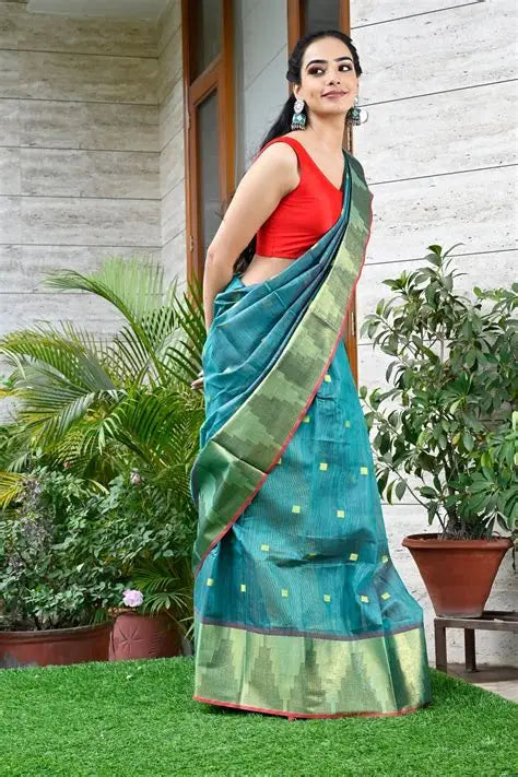 Green Cotton Handloom Saree
