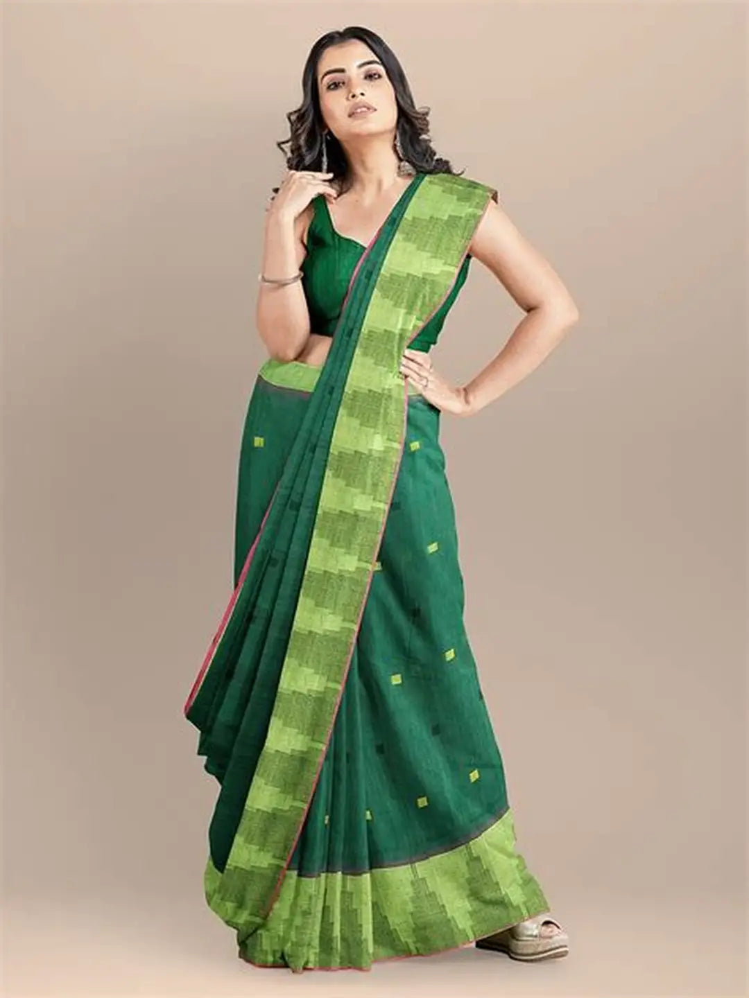 Green Cotton Handloom Saree