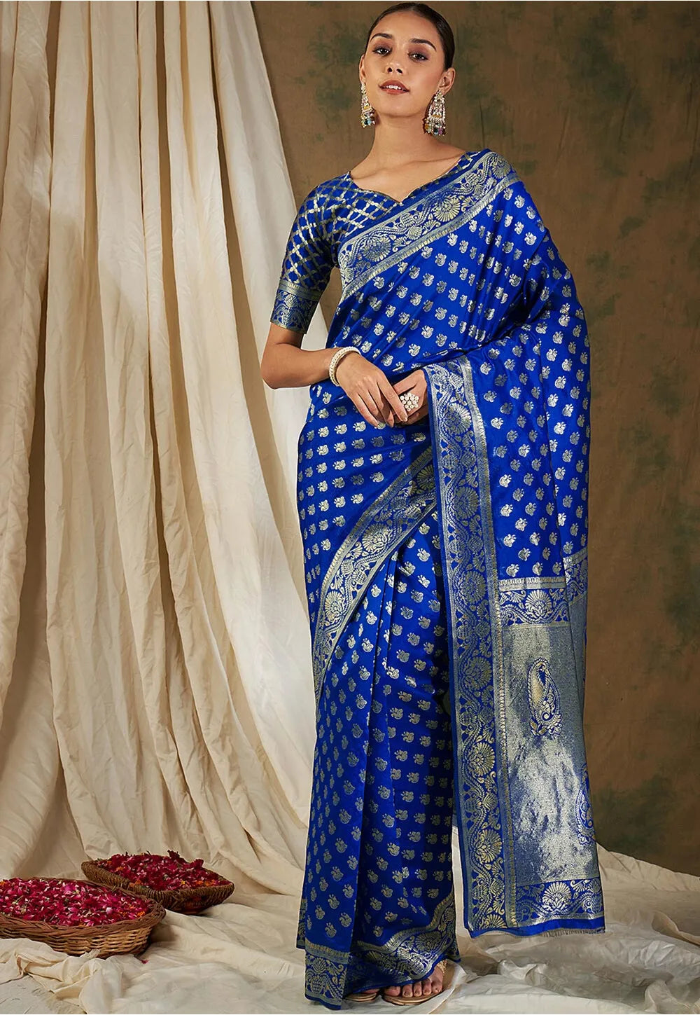 Royal Blue Banarasi Saree