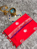 Red Pure Katan Silk Red Color Banarasi Saree