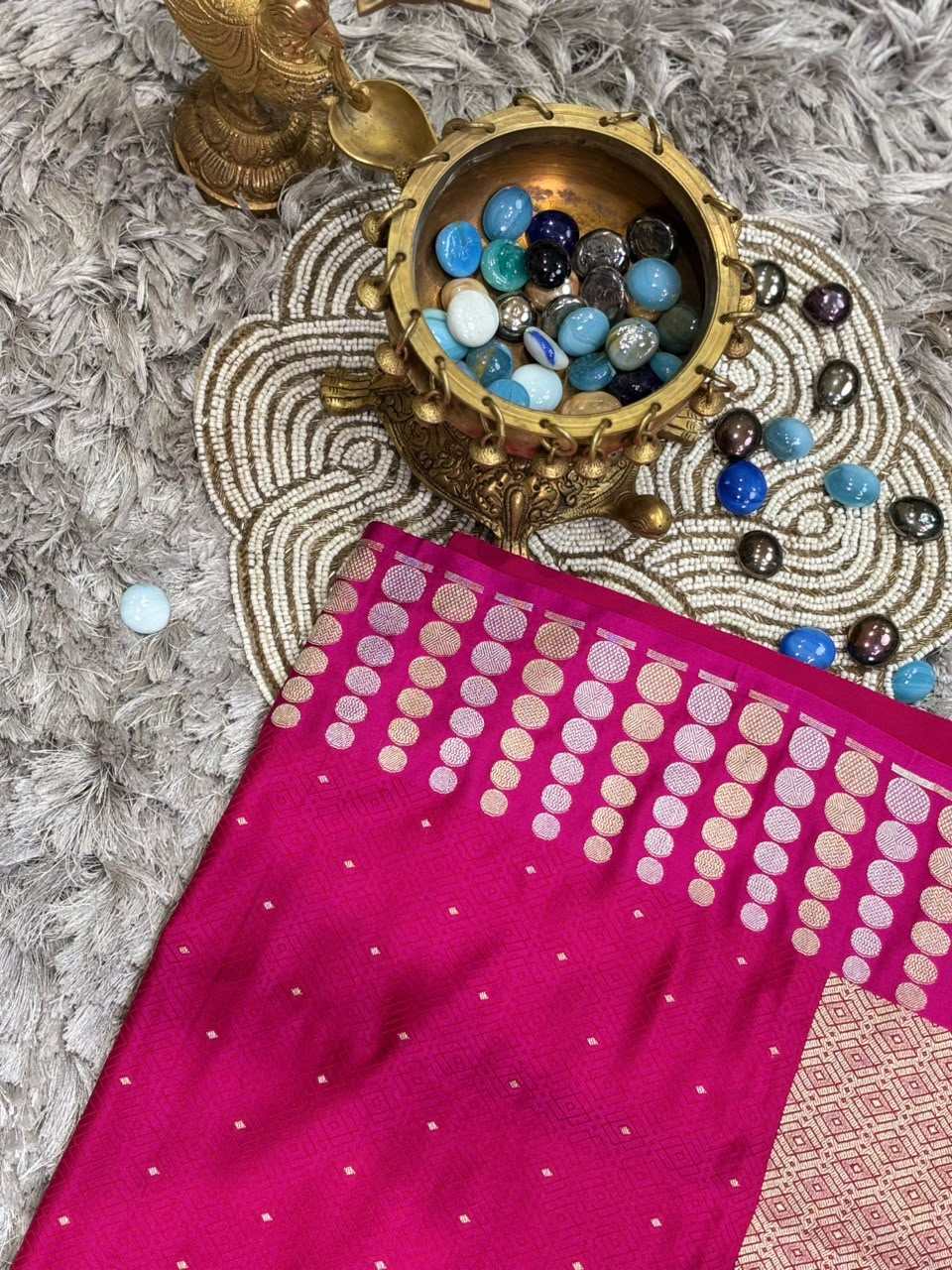 Rani Pink Pure Katan Silk Banarasi Saree