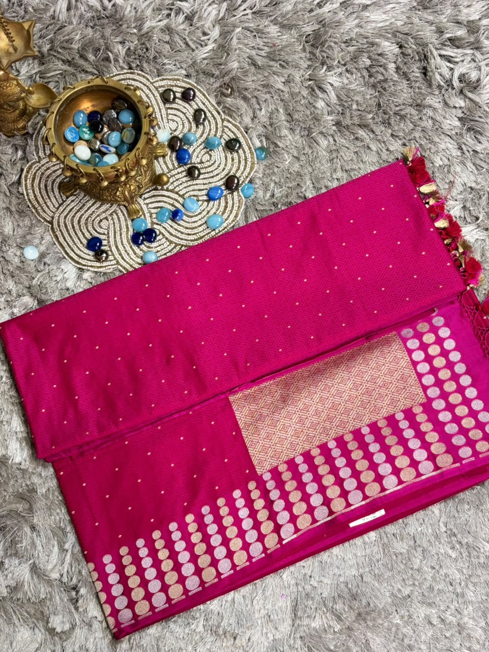 Rani Pink Pure Katan Silk Banarasi Saree