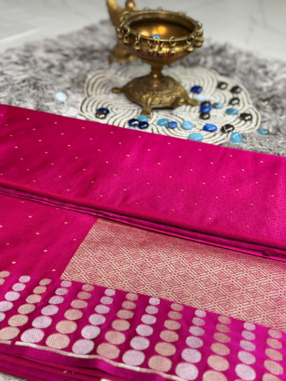 Rani Pink Pure Katan Silk Banarasi Saree