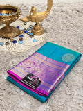 Pure Kanchi Pattu Silk Saree with Peacock Medallions &amp; Zari Border