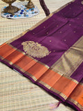 Pure Kanchi Pattu Silk Saree with Tree of Life Motif & Contrast Zari Border