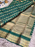 Pure Kanchi Pattu Silk Saree with elephant Motifs &amp; Zari Brocade
