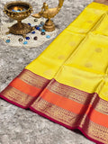 Pure Kanchi Pattu Silk Saree with Floral Zari Brocade Border