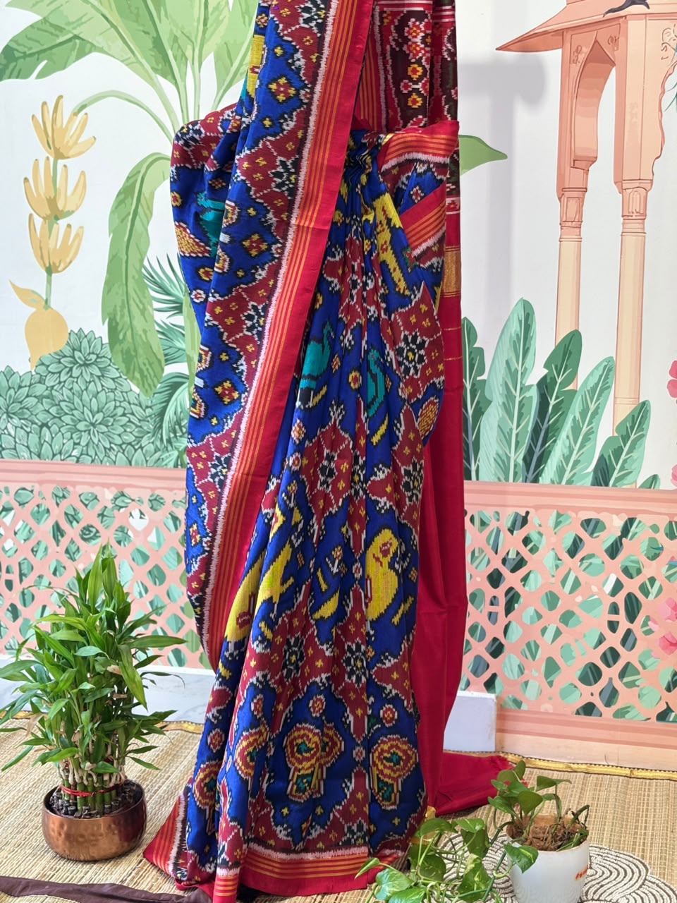 Pure Ikkat Silk Saree with Traditional Patola Weave & Animal Motifs