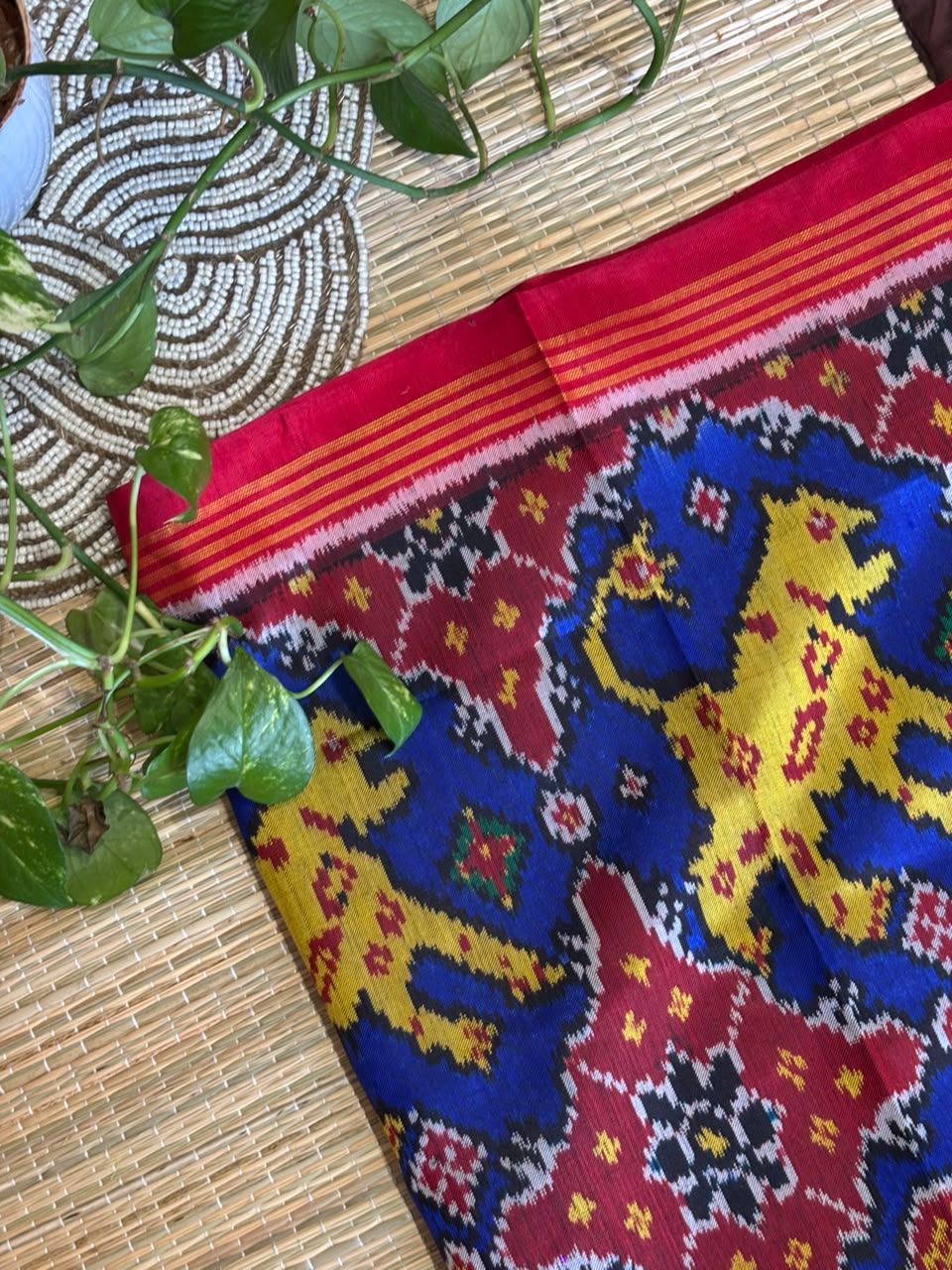 Pure Ikkat Silk Saree with Traditional Patola Weave & Animal Motifs