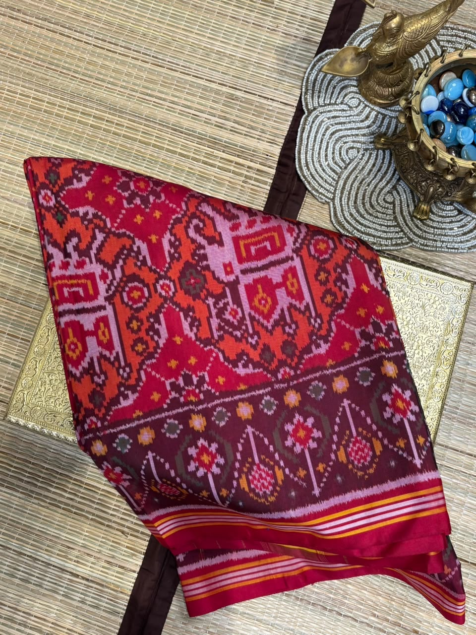Pure Ikkat Silk Saree with Traditional Patola Weave &amp; Elephant Motifs