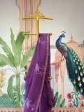 Pure Linen Jamdani Silk Saree with Handwoven Fauna & Lotus Motifs