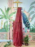 Pure Tissue Linen Matka Silk Saree with Chip Weave Pattern