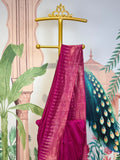 Pure Tissue Linen Matka Silk Saree with Geometric Triangle Weave &amp; Temple Motifs