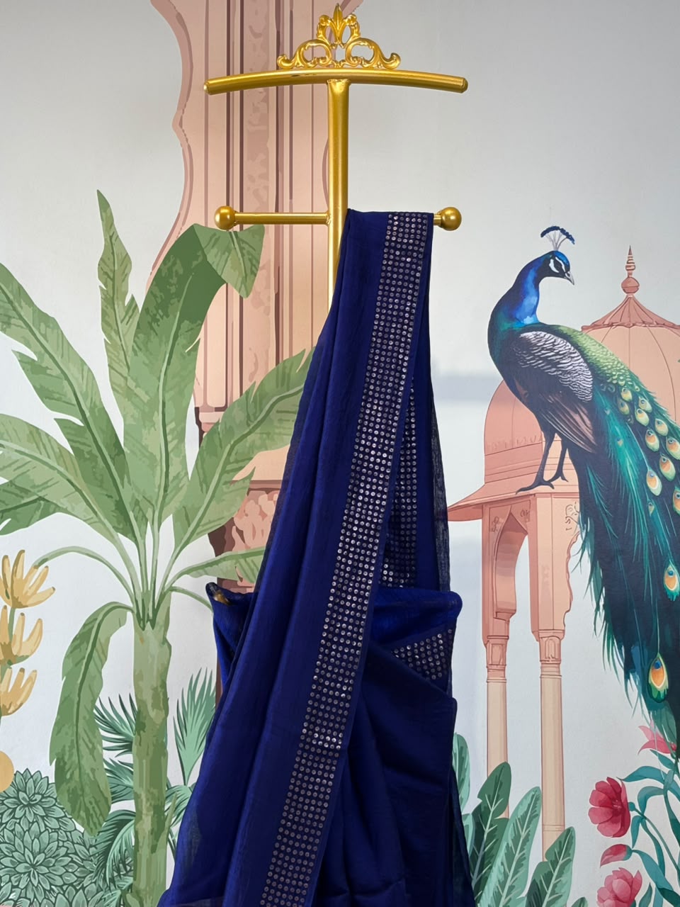 Pure Linen Matka Silk Saree with Chip Weave Border &amp; Grid Pallu