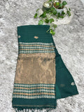 Pure Tissue Kora Organza Silk Saree with Woven Bird &amp; Chevron Zari Borders