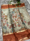 Pure Silk Saree with Kalamkari Tree of Life Print