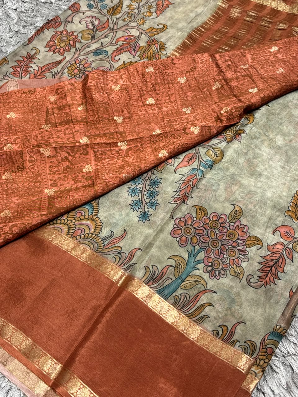 Pure Silk Saree with Kalamkari Tree of Life Print