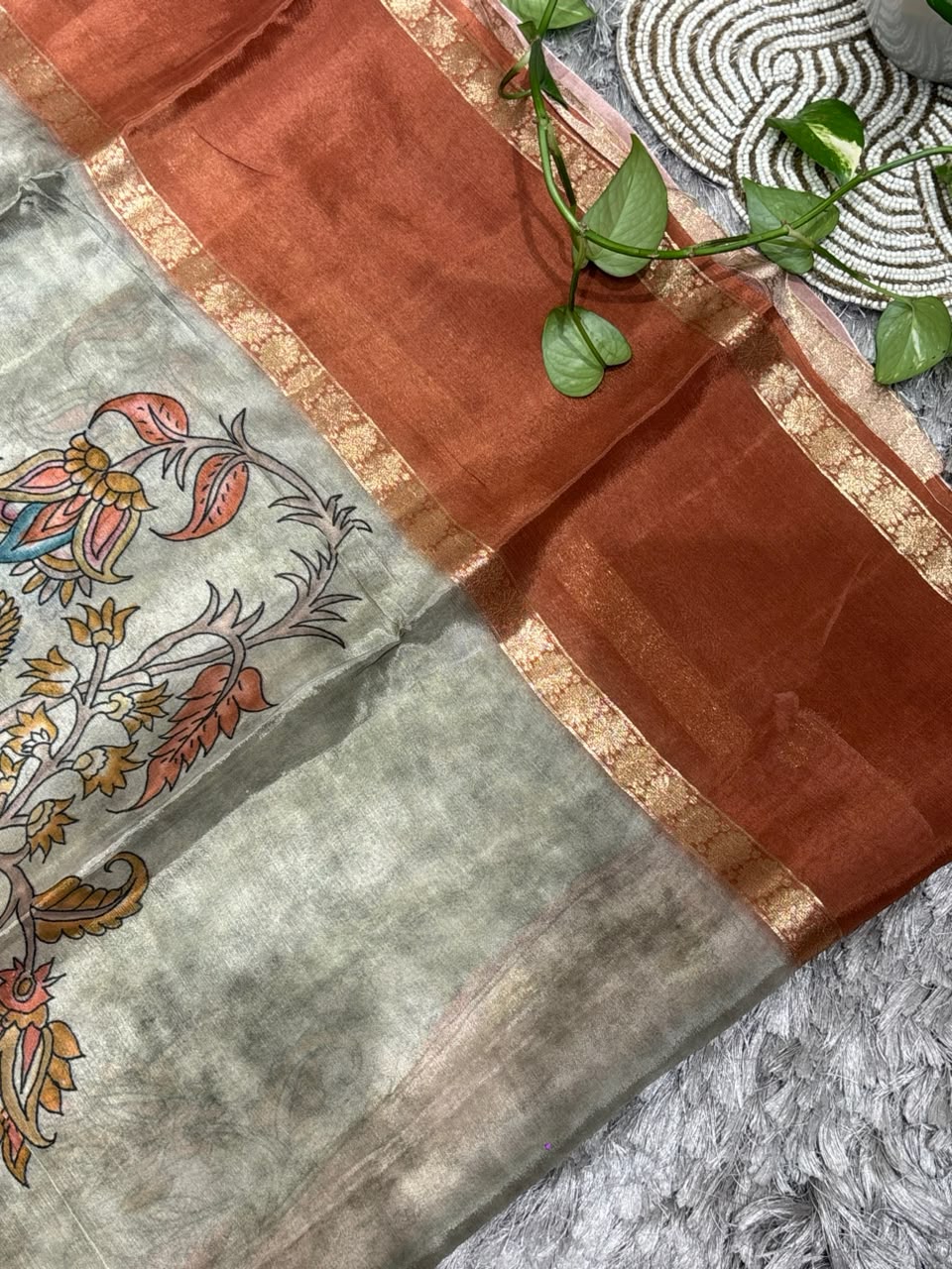 Pure Silk Saree with Kalamkari Tree of Life Print
