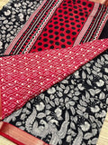 Dola Silk Saree with Kalamkari Peacock &amp; Foliage Print &amp; Zari Border