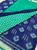 Dola Silk Saree with Geometric Batik &amp; Diamond Motif Print &amp; Zari Border