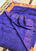 Royal Blue Silk Saree with Patola-Inspired Elephant &amp; Peacock Border